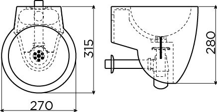 Clou Flush 6 fontein keramiek met kraangat 27x28cm Platina/Wit