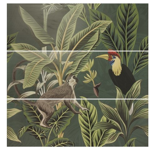 Wandtegel Silk Decor set(3) ABC Toucan Green 40x120cm