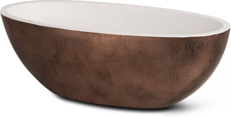 Luca Sanitair Bagno Metallo vrijstaand bad 180x80cm ovaal Solid Surface - binnenzijde mat wit - buitenzijde copper