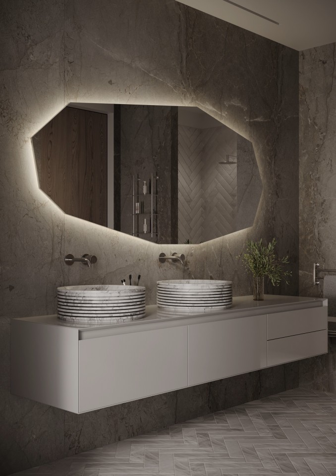 Badkamerspiegel diamand Martens Design Oslo met verlichting 180x90cm